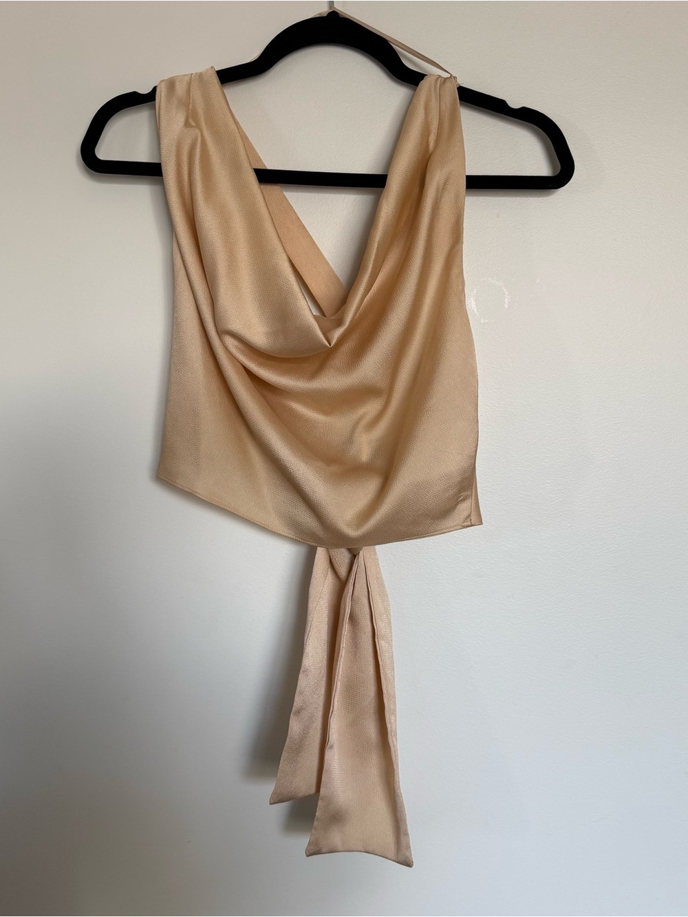 Finders Keepers Champagne Satin Cowl Crop Top